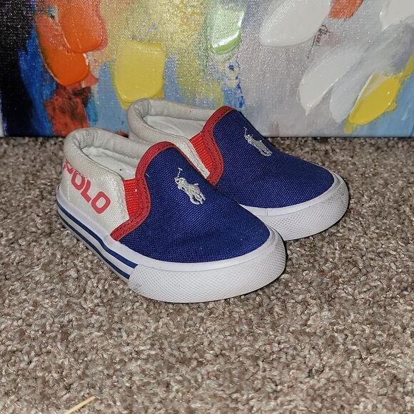 Polo Ralph Lauren Slip On Slater Canvas Toddler Shoes Size 4 - Picture 1 of 9
